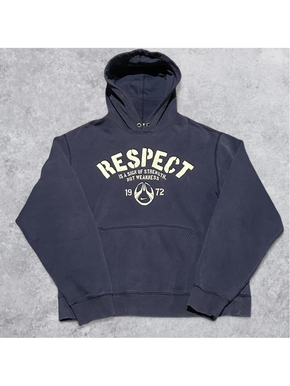 Men's Vintage Y2K Nike Navy Blue Hoodie - Size Medium